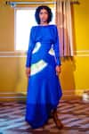 Buy_ZWAAN_Blue 100% Silk Pea Tie Dye Skirt _at_Aza_Fashions