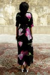 Shop_ZWAAN_Black 100% Silk Digital Printed Floral V-neck Clara Dress _at_Aza_Fashions