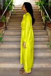 Shop_ZWAAN_Yellow 100% Silk Collared Cynthia Draped Long Shirt _Online_at_Aza_Fashions