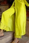 ZWAAN_Yellow 100% Silk Embroidered Cutwork Cynthia Pant _Online_at_Aza_Fashions