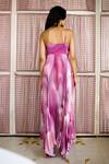 Shop_ZWAAN_Pink Aramani Satin Print Abstract One Rozanne Pleated Asymmetric Dress _at_Aza_Fashions