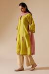 Buy_Bunka_Yellow Kurta Silk Chanderi Embroidered Zari V Neck Ambreen Pant Set _Online_at_Aza_Fashions