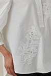 Buy_BUNKA_White 100% Cotton Poplin Embroidered Aari Round Asha High Low Shirt _Online_at_Aza_Fashions