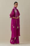 Shop_BUNKA_Fuchsia Tunic 100% Chanderi Embroidered Stone Round Bia Work Pant Set _Online_at_Aza_Fashions