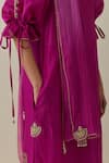 BUNKA_Fuchsia Tunic 100% Chanderi Embroidered Stone Round Bia Work Pant Set _at_Aza_Fashions