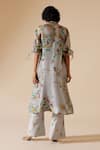 Shop_Bunka_Grey Tunic 100% Organza Printed Chintz High Round Bia _at_Aza_Fashions