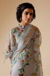 Shop_Bunka_Grey Tunic 100% Organza Printed Chintz High Round Bia _Online_at_Aza_Fashions