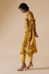 Shop_Bunka_Yellow 100% Organza Printed Chintz High Round Bia Floral Tunic _at_Aza_Fashions