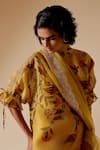 Shop_Bunka_Yellow 100% Organza Printed Chintz High Round Bia Floral Tunic _Online_at_Aza_Fashions