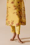 Buy_Bunka_Yellow 100% Organza Printed Chintz High Round Bia Floral Tunic 