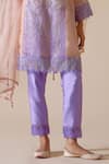 Bunka_Pink Kurta 100% Organza And Tissue Embroidered Bead Farida Floral Motif Pant Set _Online_at_Aza_Fashions