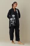 Buy_Bunka_Black 100% Cotton Embroidered Floral Applique Collared Nada Patchwork Shirt _Online_at_Aza_Fashions