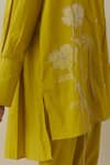 Shop_Bunka_Yellow 100% Cotton Applique Floral Collared Neck Nada Shirt _Online_at_Aza_Fashions