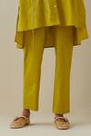 Buy_Bunka_Yellow Cotton Poplin Plain Nada Pant _Online_at_Aza_Fashions