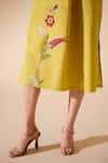 Shop_Bunka_Yellow 100% Cotton Poplin Embroidery Chintz Stand Collar Nella Dress _Online_at_Aza_Fashions