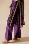 Buy_BUNKA_Purple Kurta 100% Organza Print Floral V Neck Sitara Bloom With Pant _Online_at_Aza_Fashions