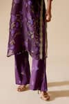 Buy_Bunka_Purple Cotton Satin Print Floral Sitara Bloom Pant _Online_at_Aza_Fashions