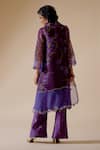 Shop_BUNKA_Purple Kurta 100% Organza Print Floral Collared Neck Tara Bloom With Pant _at_Aza_Fashions