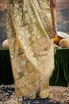 Buy_Itrh_Green Blouse Chanderi Silk Embroidered Gaja Rachna Mirrorwork Saree With _Online_at_Aza_Fashions