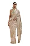 Itrh_Ivory Blouse Lampi Embroidered Gaja Kavya Mirrorwork Saree With _Online_at_Aza_Fashions