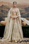 Itrh_Ivory Lehenga Organza Embroidered Gota Shvet Afsana Mirrorwork Bridal Set _Online_at_Aza_Fashions