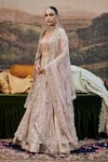 Buy_Itrh_Pink Lehenga And Blouse Rang De Gulaab Floral Vine Mirrorwork Bridal Set _at_Aza_Fashions