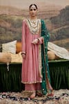 Buy_Itrh_Pink Kurta And Pant Crushed Tissue Padma Tabaan Embellished Textured Set _at_Aza_Fashions