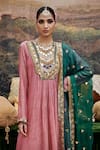 Shop_Itrh_Pink Kurta And Pant Crushed Tissue Padma Tabaan Embellished Textured Set _Online_at_Aza_Fashions