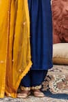 Itrh_Blue Anarkali And Pant Raw Silk Embellished Mirrorwork Shyama Border Set _Online_at_Aza_Fashions