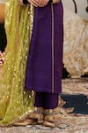 Itrh_Purple Kurta Raw Silk Embellished Arghwani Set With Contrast Dupatta _Online_at_Aza_Fashions