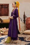 Buy_Itrh_Purple Kurta Raw Silk Embellished Arghwani Set With Contrast Dupatta _Online_at_Aza_Fashions