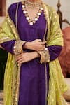 Shop_Itrh_Purple Kurta Raw Silk Embellished Arghwani Set With Contrast Dupatta _Online_at_Aza_Fashions