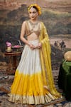 Buy_Itrh_Yellow Lehenga Cambric Cotton Surabhi Gota Patti Embellished Ombre Set _at_Aza_Fashions