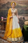 Buy_Itrh_Yellow Lehenga Cambric Cotton Surabhi Gota Patti Embellished Ombre Set _Online_at_Aza_Fashions