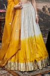 Shop_Itrh_Yellow Lehenga Cambric Cotton Surabhi Gota Patti Embellished Ombre Set _Online_at_Aza_Fashions