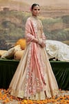 Itrh_Beige Lehenga And Dupatta Tissue Woven Butti Svet Gulal Bridal Lampi Border Set _Online_at_Aza_Fashions