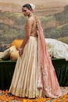 Buy_Itrh_Beige Lehenga And Dupatta Tissue Woven Butti Svet Gulal Bridal Lampi Border Set _Online_at_Aza_Fashions