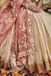 Itrh_Beige Lehenga And Dupatta Tissue Woven Butti Svet Gulal Bridal Lampi Border Set _at_Aza_Fashions