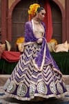 Buy_Itrh_Purple Blouse Lampi Gota And Chanderi Ulfat Jamuni Bridal Lehenga Set _Online_at_Aza_Fashions