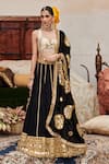 Buy_Itrh_Black Blouse Lampi Gota And Chanderi Embroidery Sheesh Shyama Bridal Lehenga Set _at_Aza_Fashions