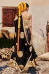 Shop_Itrh_Black Blouse Lampi Gota And Chanderi Embroidery Sheesh Shyama Bridal Lehenga Set _at_Aza_Fashions