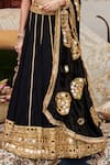 Itrh_Black Blouse Lampi Gota And Chanderi Embroidery Sheesh Shyama Bridal Lehenga Set _Online_at_Aza_Fashions