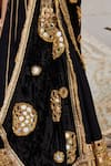 Buy_Itrh_Black Blouse Lampi Gota And Chanderi Embroidery Sheesh Shyama Bridal Lehenga Set _Online_at_Aza_Fashions