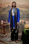 Buy_Itrh_Blue Kurta Raw Silk And Cotton Mul Embroidery Mirror Sufi & Salwar Set _at_Aza_Fashions