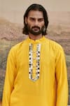 Buy_Itrh_Yellow Kurta Mul And Chanderi Embroidery Mirror Khayalat-e With Pant _Online_at_Aza_Fashions