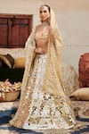 Buy_Itrh_Gold Lehenga Makrin And Handloom Cotton Voile Embroidered Sheesh Mahal Set _at_Aza_Fashions