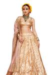 Itrh_Rose Gold Lehenga Lampi Gota And Chanderi Embroidered Plunging Padmaswarna Set _Online_at_Aza_Fashions