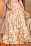 Buy_Itrh_Rose Gold Lehenga Lampi Gota And Chanderi Embroidered Plunging Padmaswarna Set _Online_at_Aza_Fashions