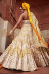 Shop_Itrh_Silver Lehenga And Blouse Lampi Gota & Chanderi Sona Work Chevron Pattern Set _at_Aza_Fashions