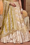 Buy_Itrh_Silver Lehenga And Blouse Lampi Gota & Chanderi Sona Work Chevron Pattern Set _Online_at_Aza_Fashions